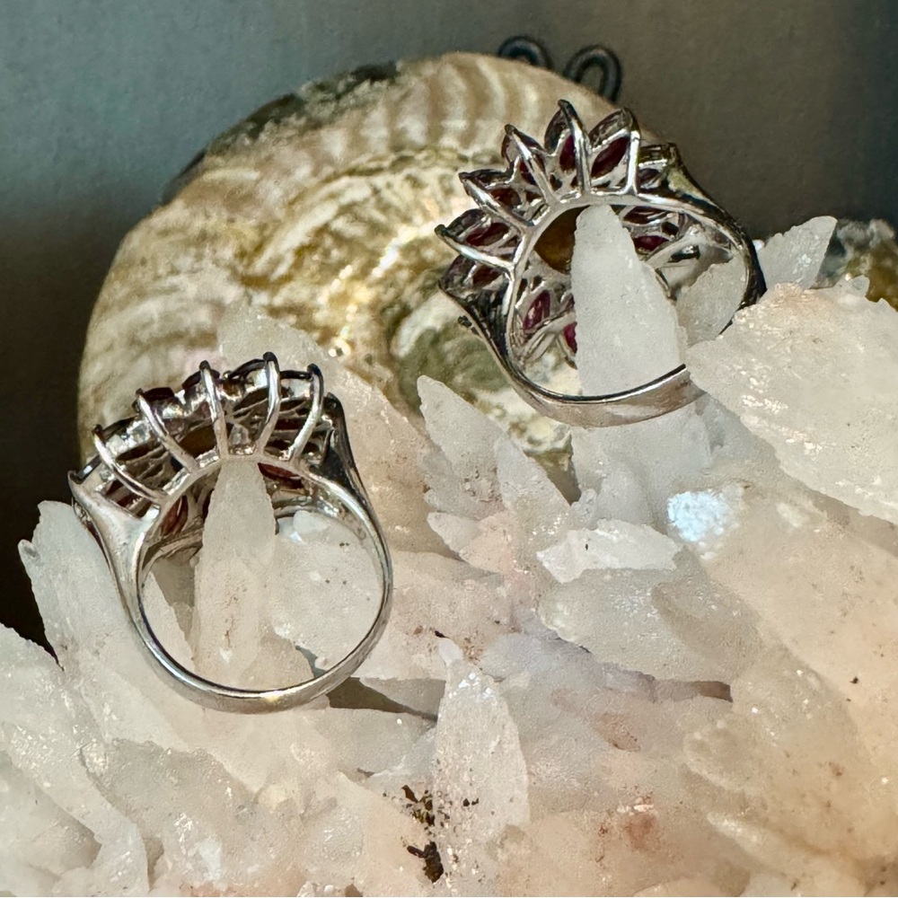 Opal And Garnet Or Ruby Sunburst Ring - image 3